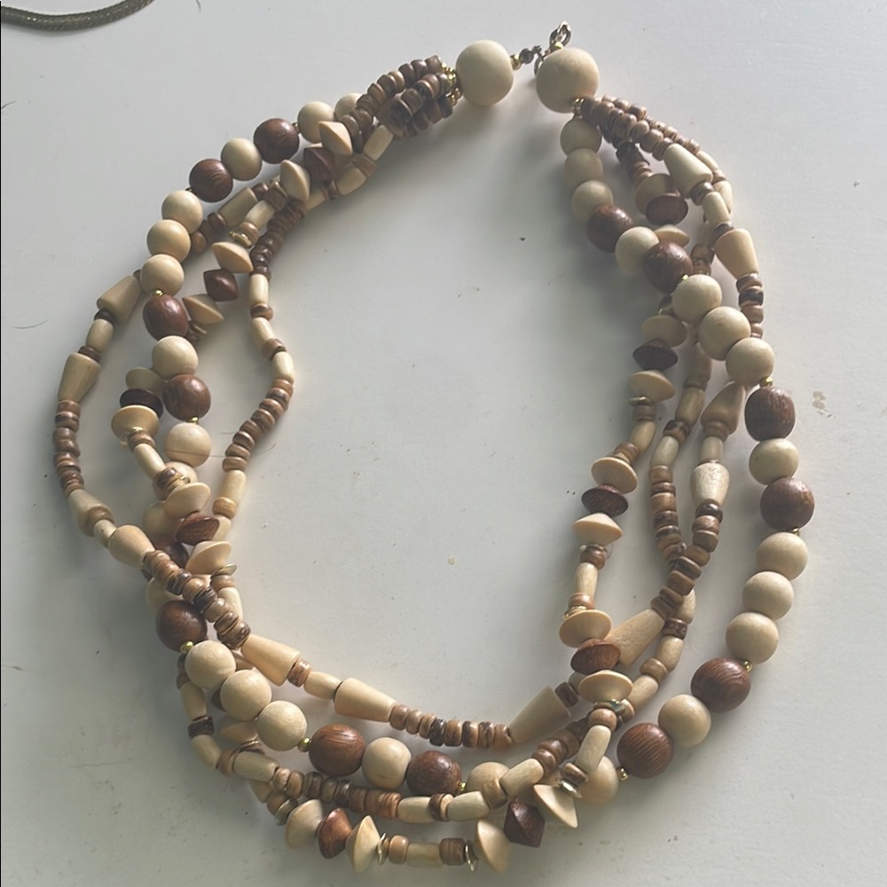 Chic Multi-Strand Wooden Beaded Necklace